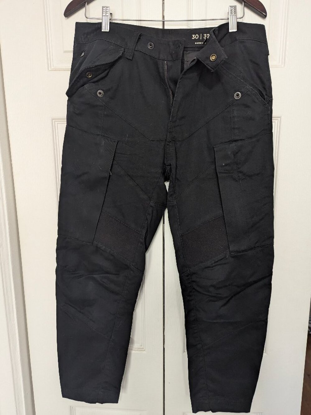 G-STAR RAW black cotton cargo cropped pants